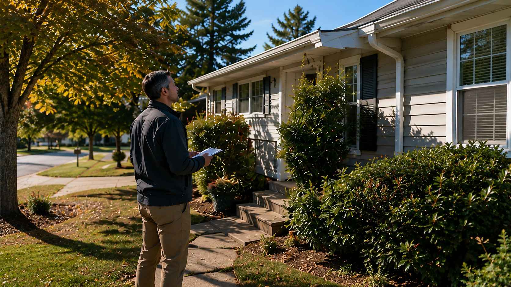 Real estate investor evaluating the condition and maintenance needs of a residential property.